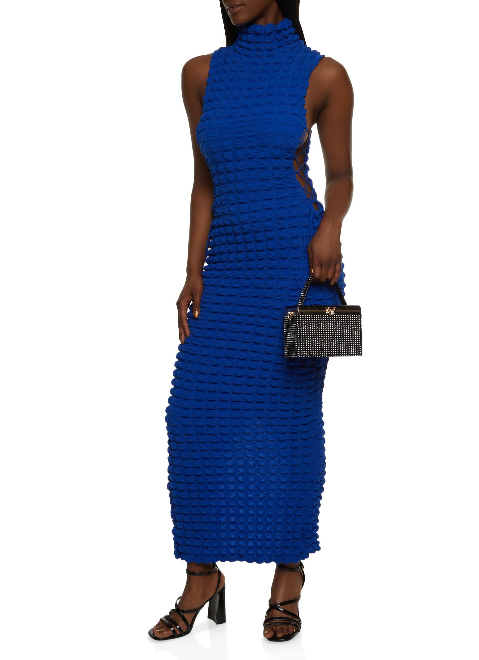 Bubble Knit Lace Up Side Maxi Dress sold by Rainbow product image thumbnail 2