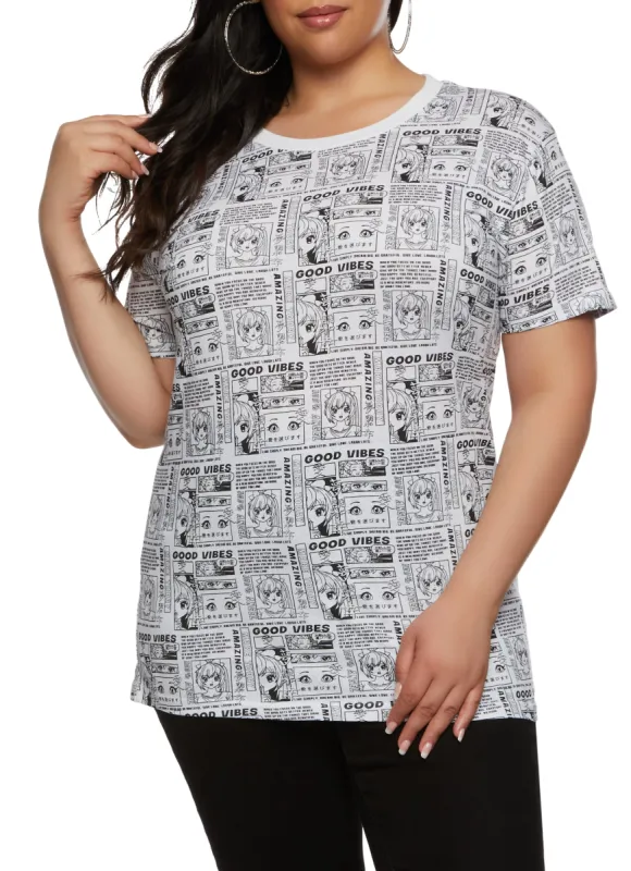 Plus Size Newspaper Graphic T Shirt sold by Rainbow