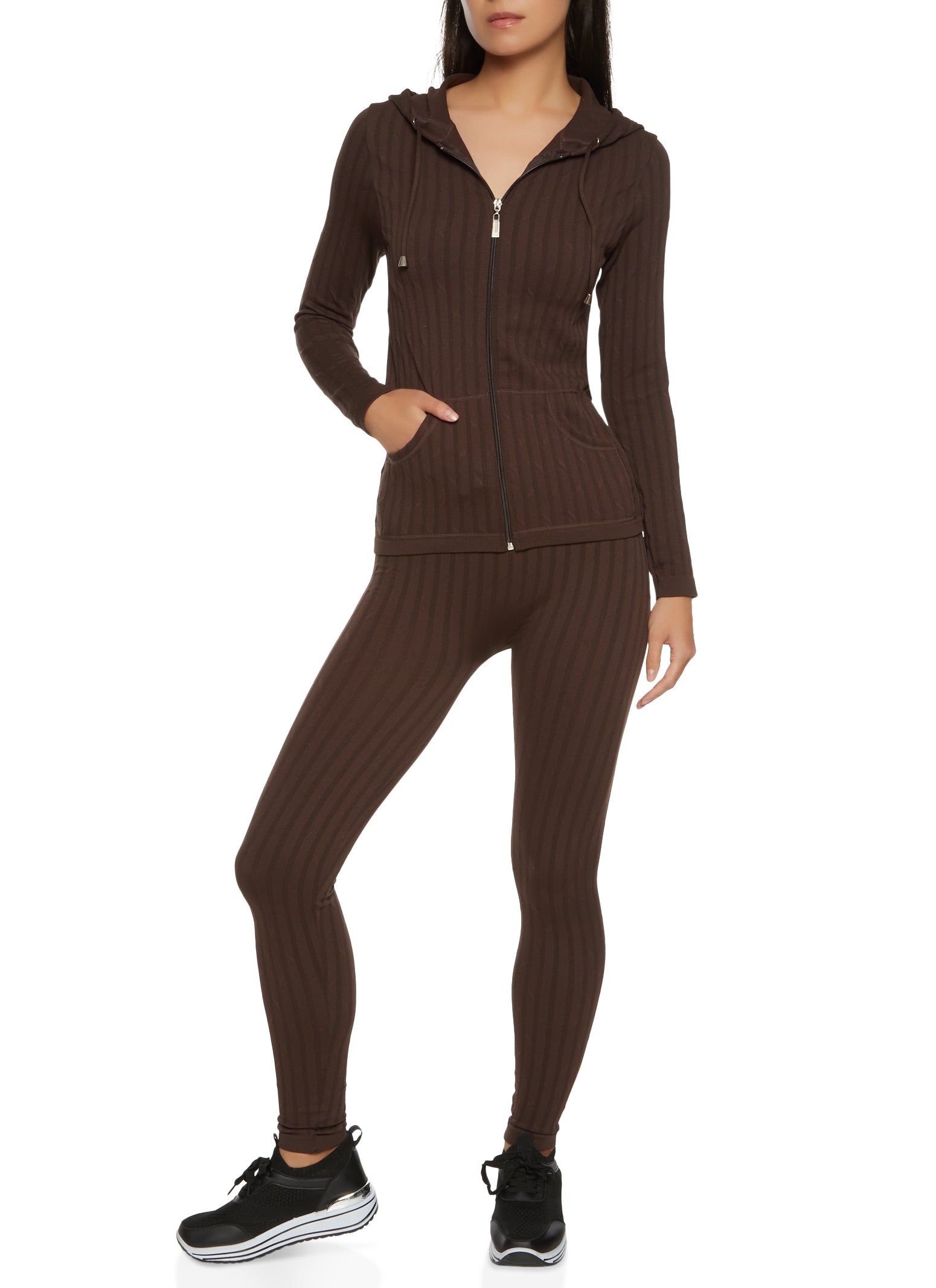 Seamless Ribbed Zip Front Hoodie sold by Rainbow product image thumbnail 2