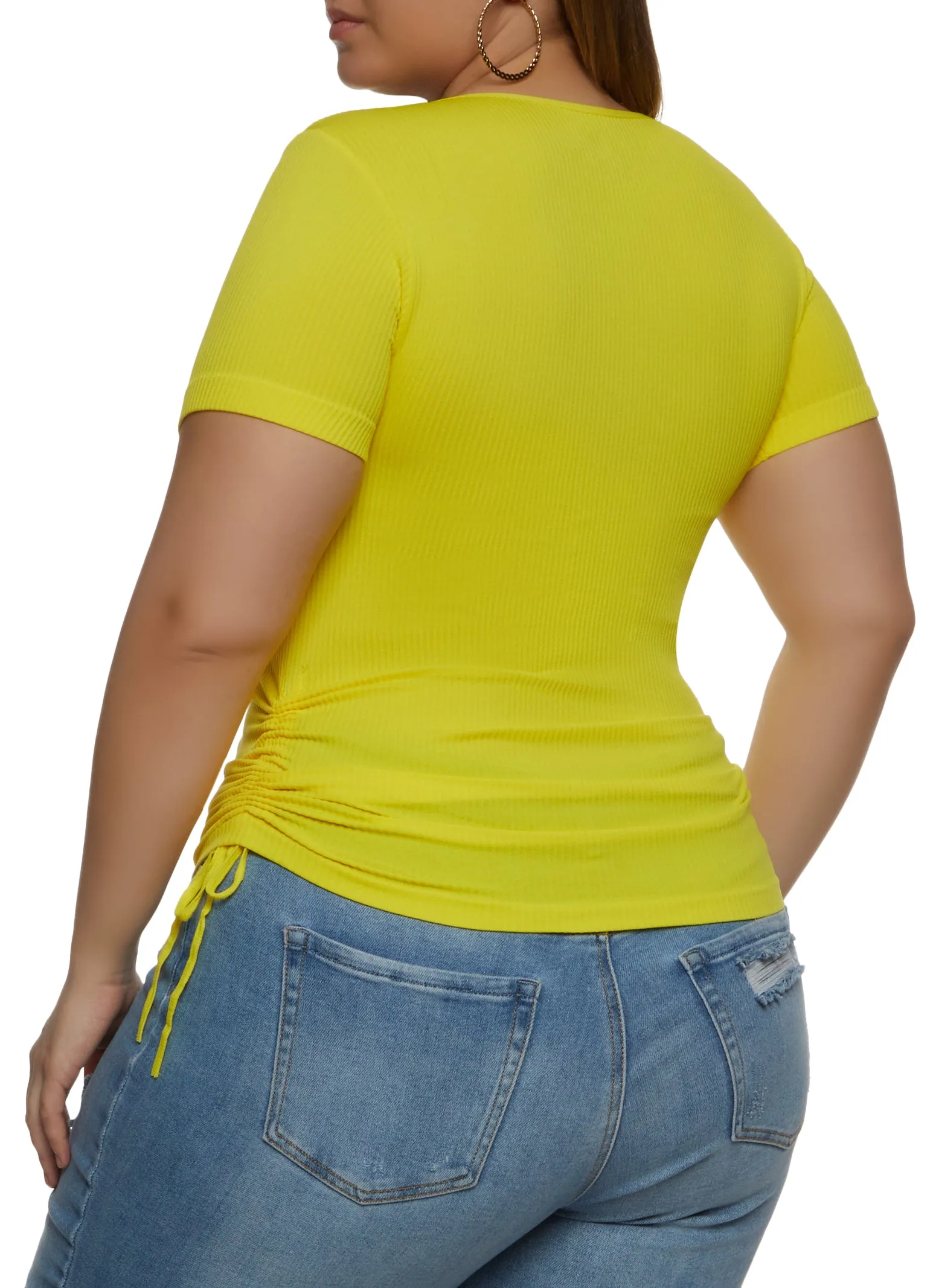 Plus Size Rib Knit Ruched Short Sleeve Top sold by Rainbow product image thumbnail 2