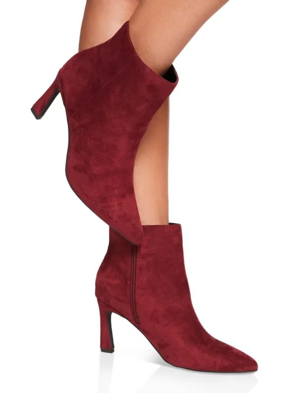 Side Zip Stiletto Pointed Toe Booties sold by Rainbow