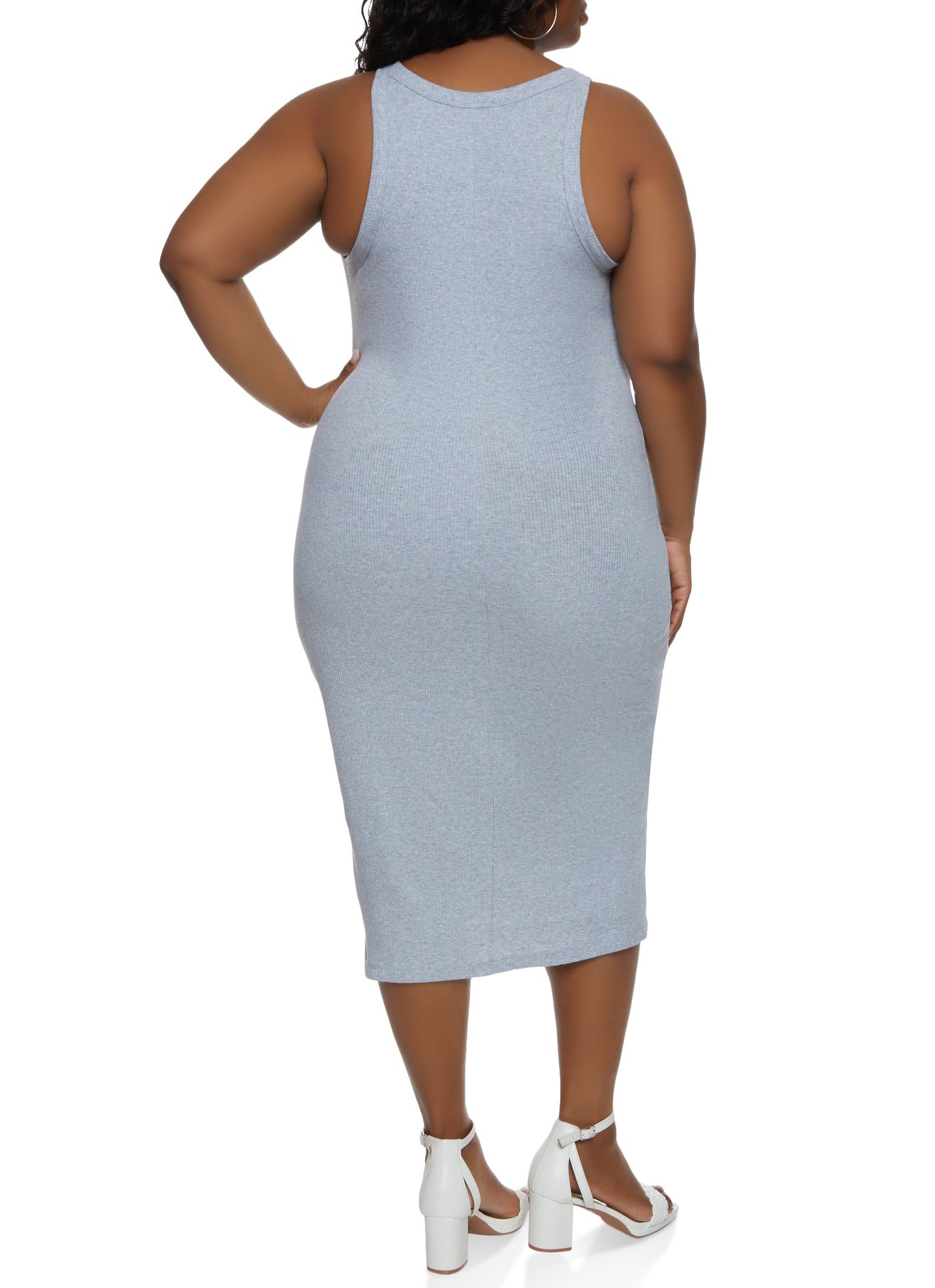 Plus Size Ribbed Crew Neck Tank Midi Dress sold by Rainbow product image thumbnail 3