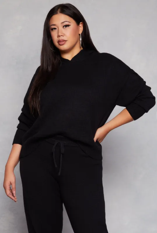 Plus Size Brushed Knit Pullover Hoodie sold by Rainbow