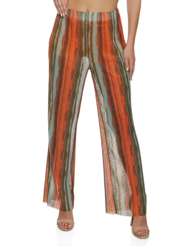 Mesh Plisse Printed Wide Leg Pants sold by Rainbow