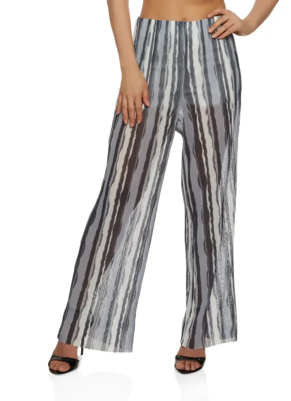 Mesh Plisse Printed Wide Leg Pants sold by Rainbow