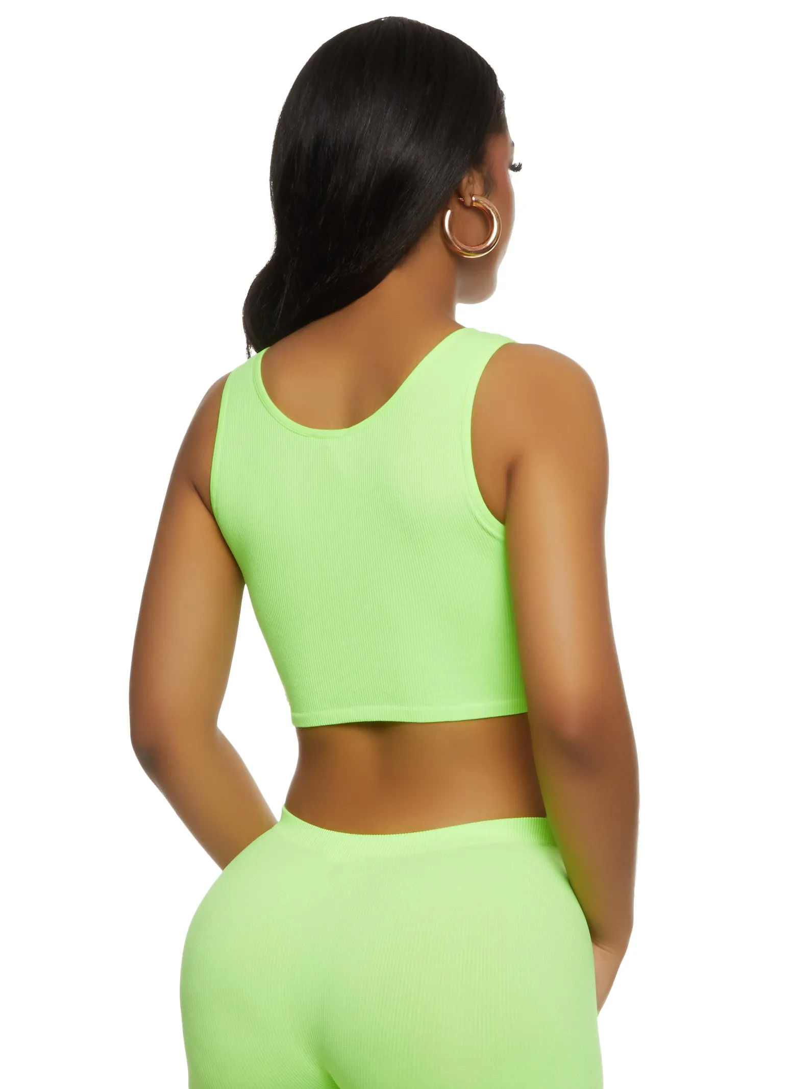 Rib Knit Twist Front Crop Top sold by Rainbow product image thumbnail 3