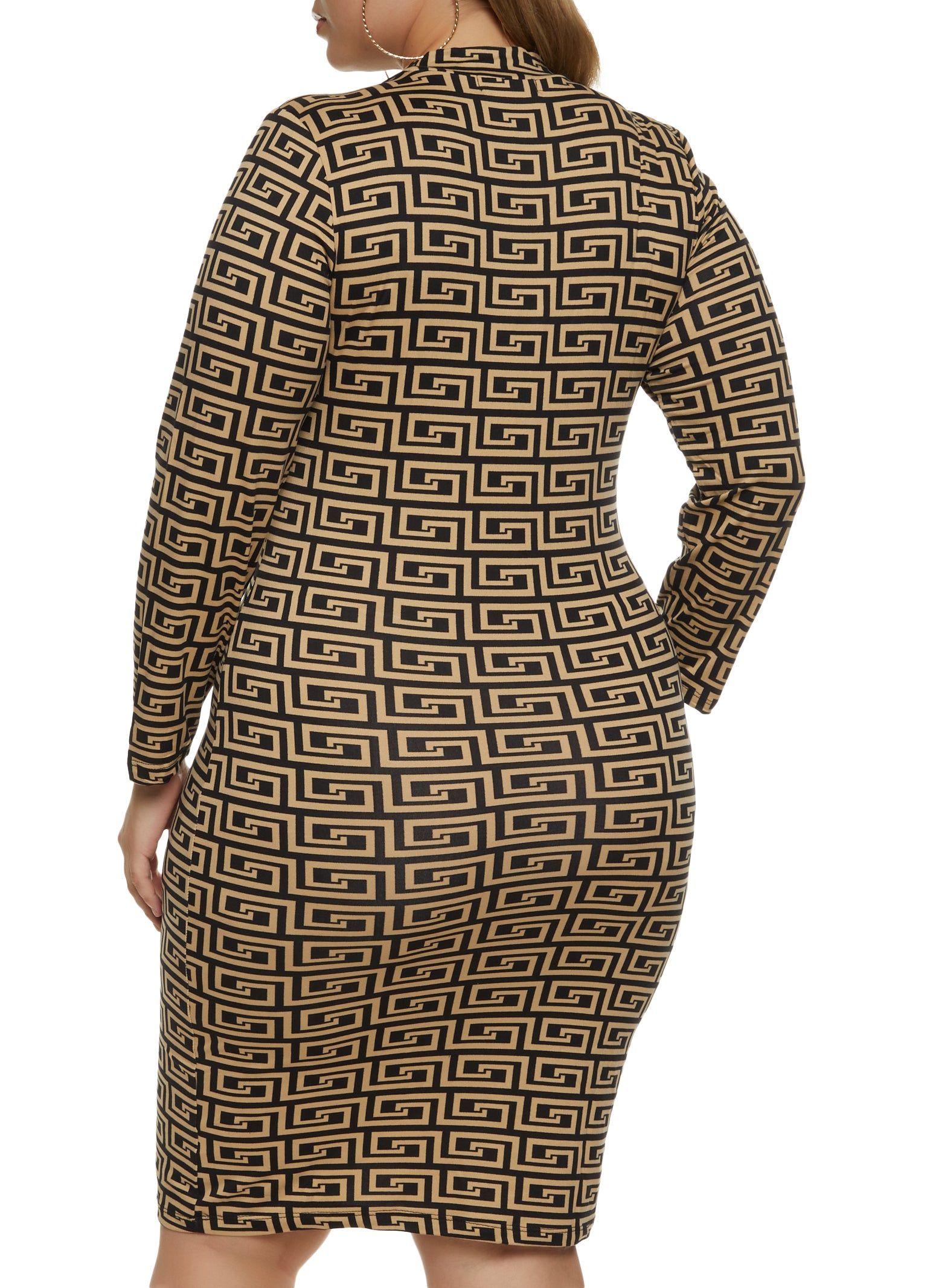 Plus Size Greek Key Mock Neck Dress sold by Rainbow product image thumbnail 3