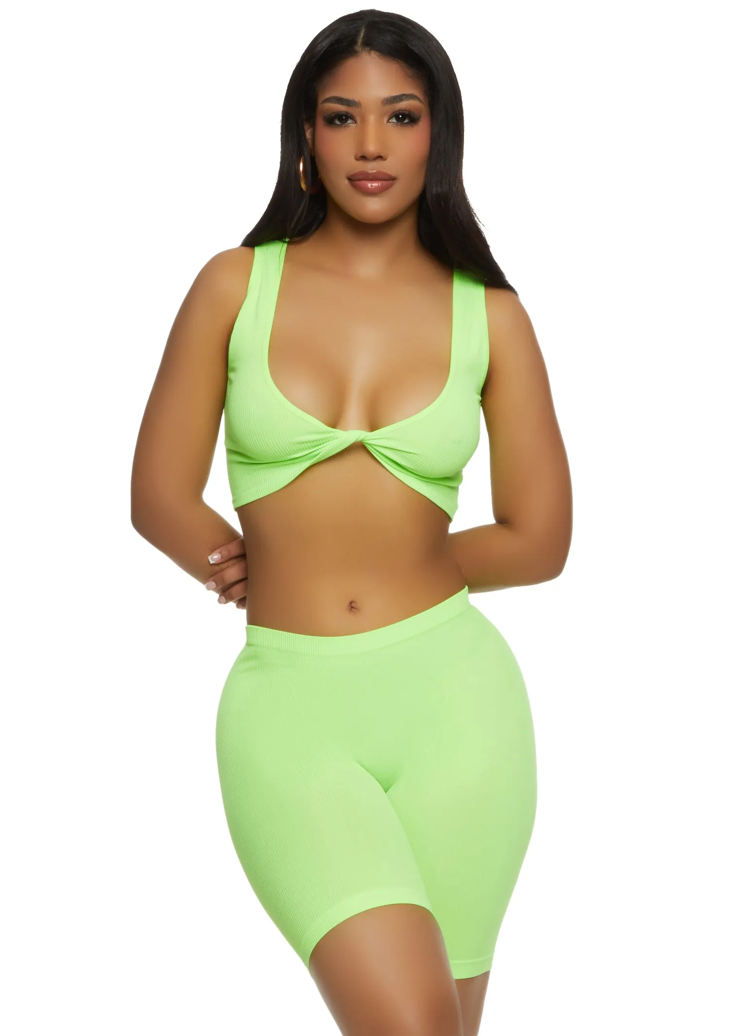 Rib Knit Twist Front Crop Top sold by Rainbow product image thumbnail 2