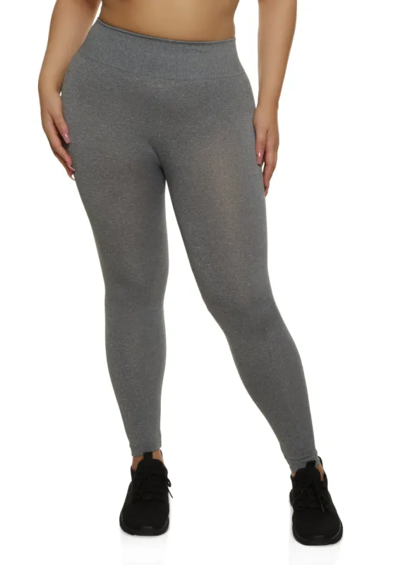 Plus Size High Waist Knit Leggings sold by Rainbow