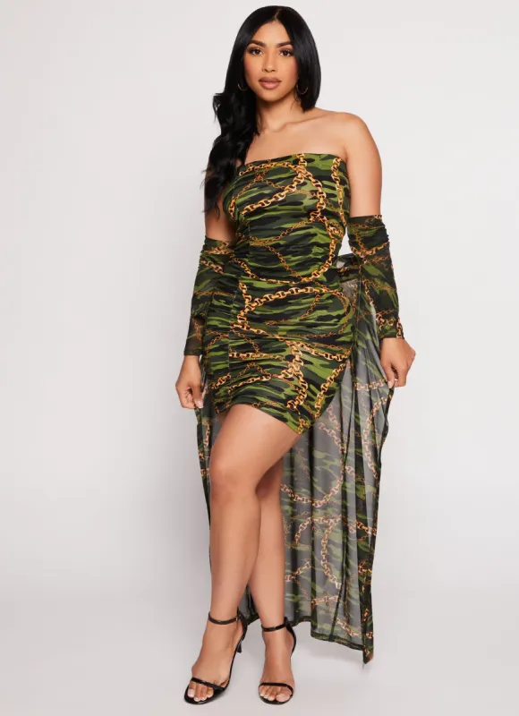 Mesh Camo Chain Print Tube Dress with Duster sold by Rainbow