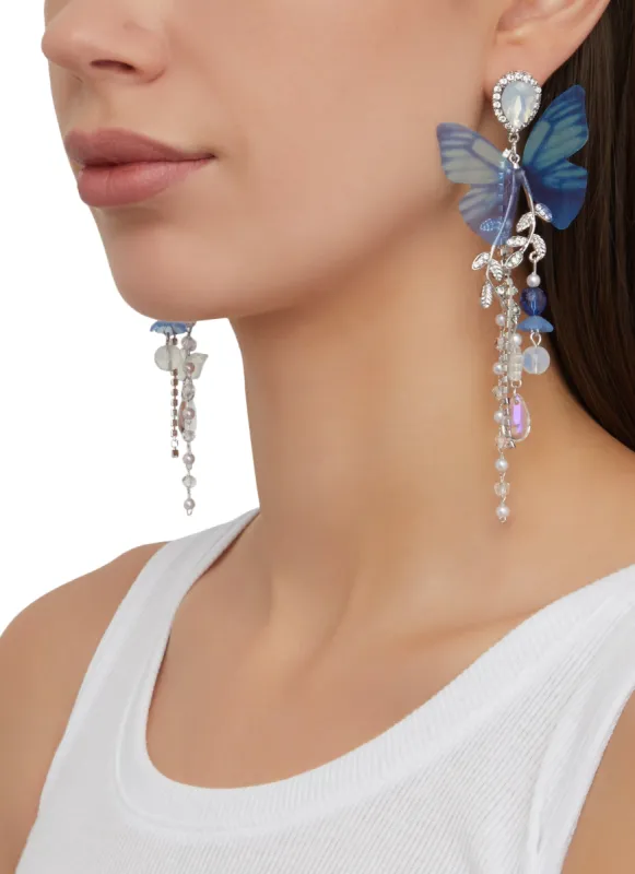 Butterfly Beaded Tassel Earrings sold by Rainbow