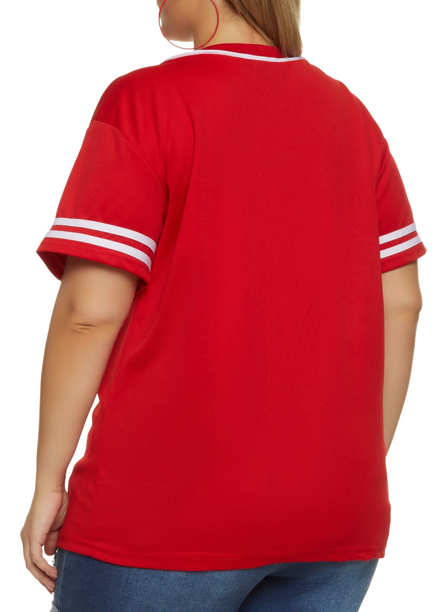 Plus Size Angel Button Front Mesh Baseball Tee sold by Rainbow product image thumbnail 2