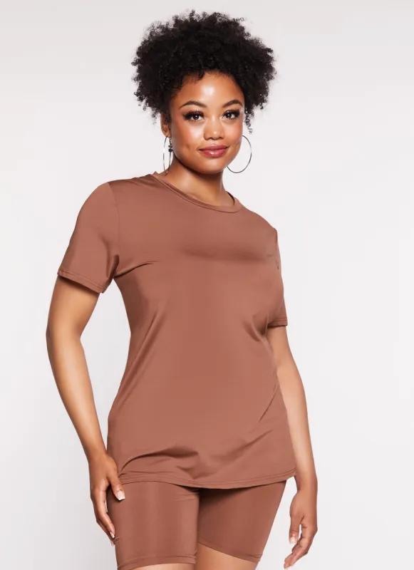 Plus Size Daisy Basic Soft Knit Short Sleeve Top sold by Rainbow