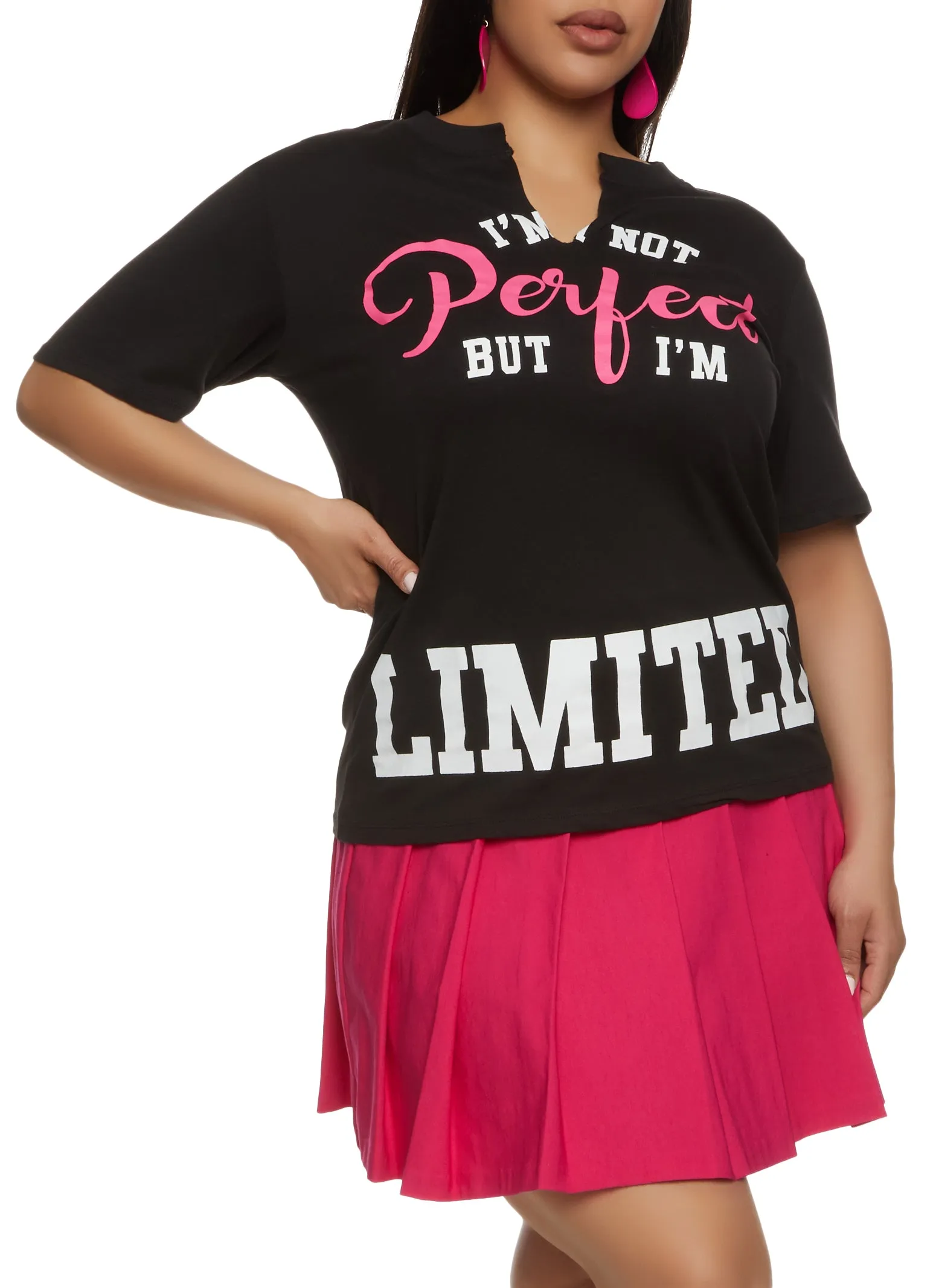 Plus Size Im Not Perfect But Im Limited Edition Notch Neck Tee sold by Rainbow