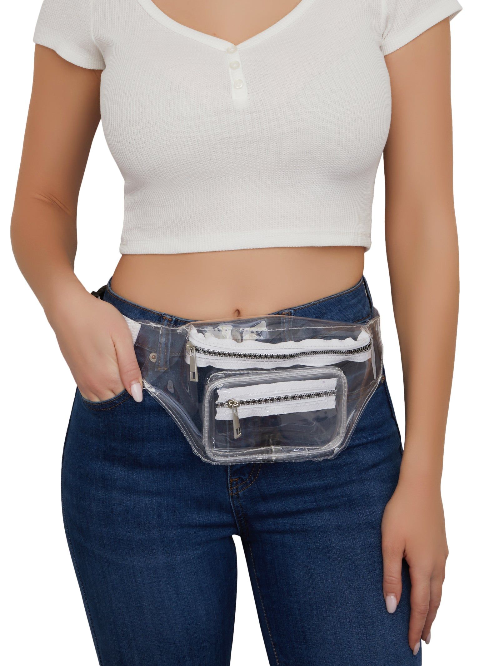 Clear Double Zip Fanny Pack sold by Rainbow