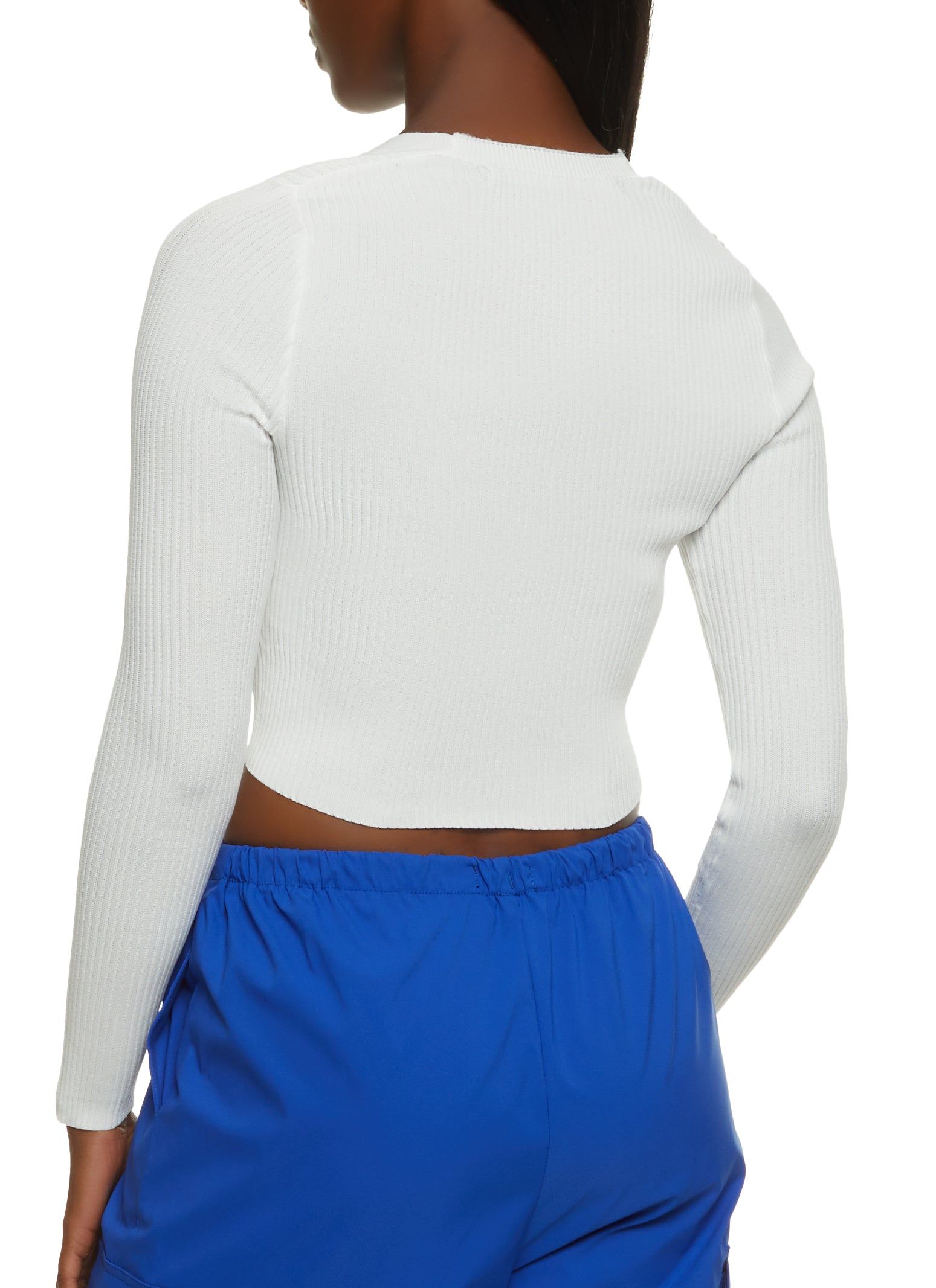 Ribbed Knit Button Front Cropped Cardigan sold by Rainbow product image thumbnail 2