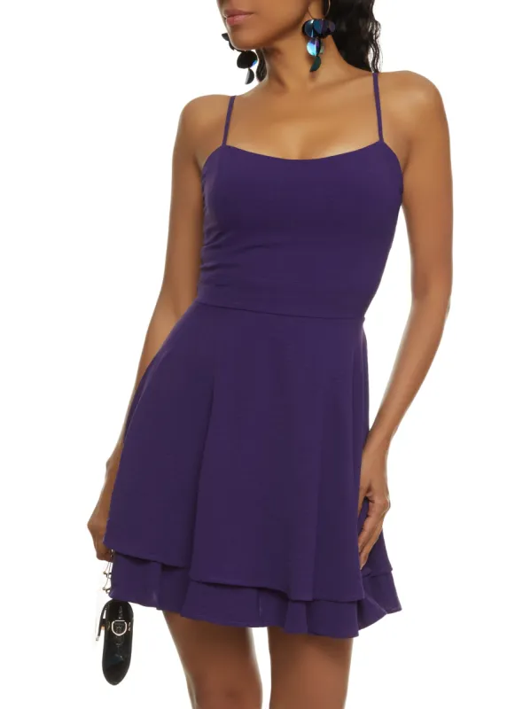 Crepe Knit Smocked Back Skater Dress made by Rainbow