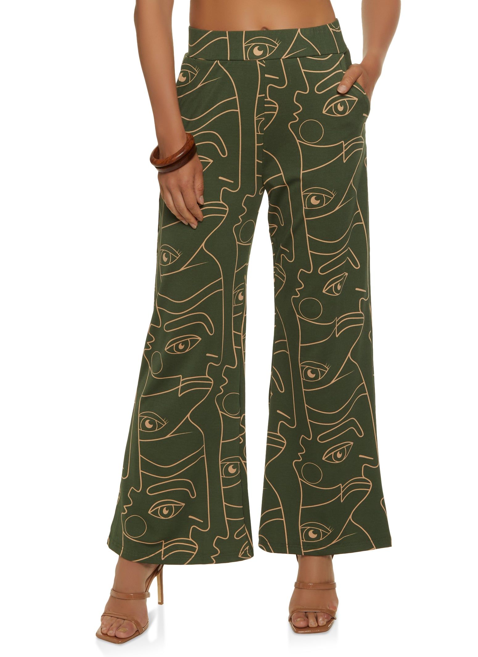 Face Print Wide Leg Pants sold by Rainbow