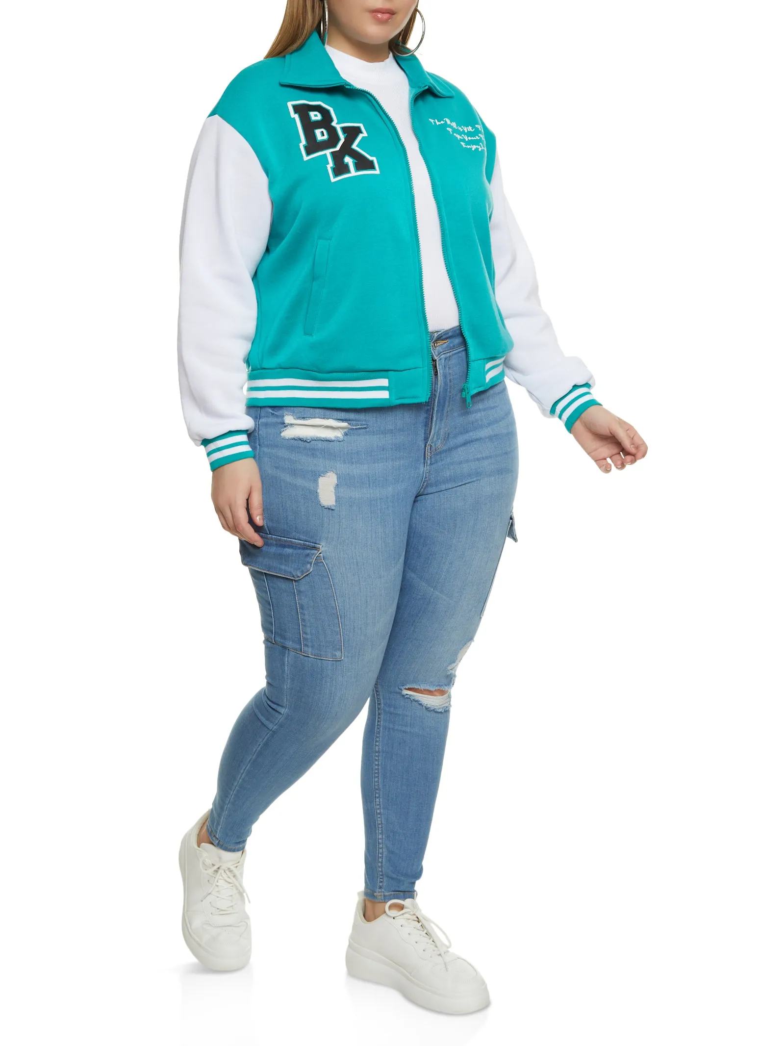 Plus Size BK Initial Patch Varsity Jacket sold by Rainbow product image thumbnail 2