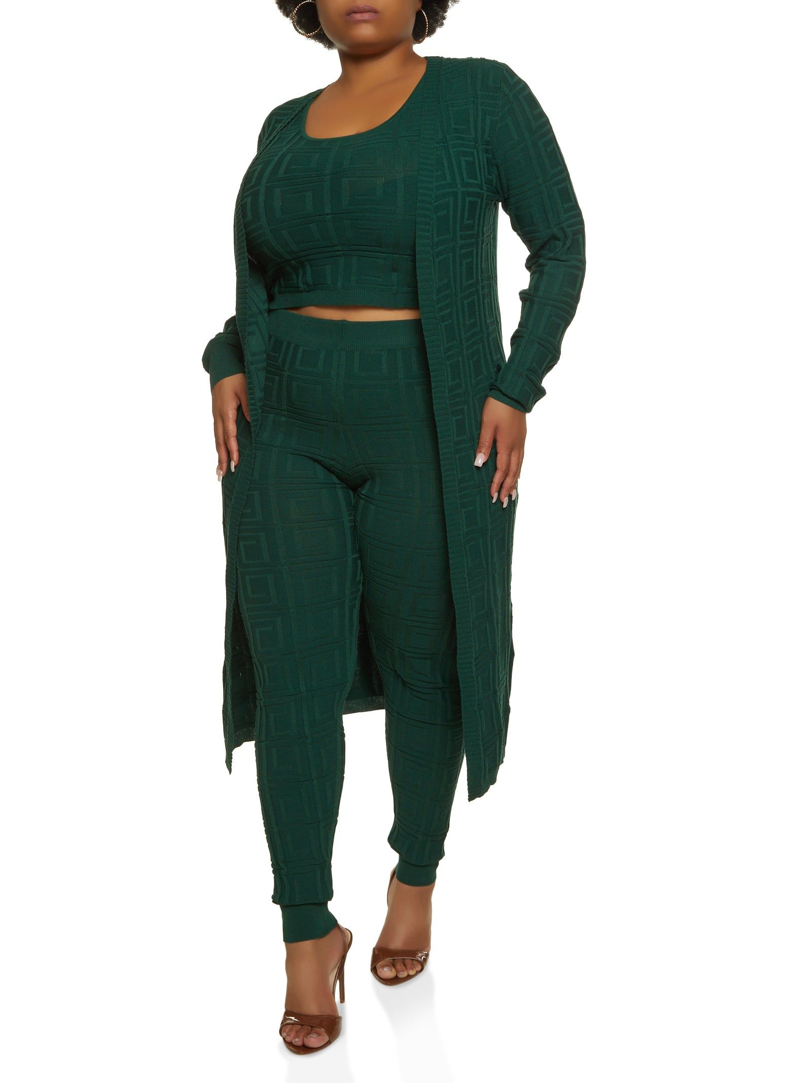 Plus Size Geo Knit Duster sold by Rainbow