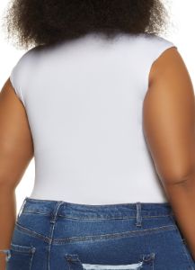 Plus Size Vogue Denim Graphic Bodysuit sold by Rainbow