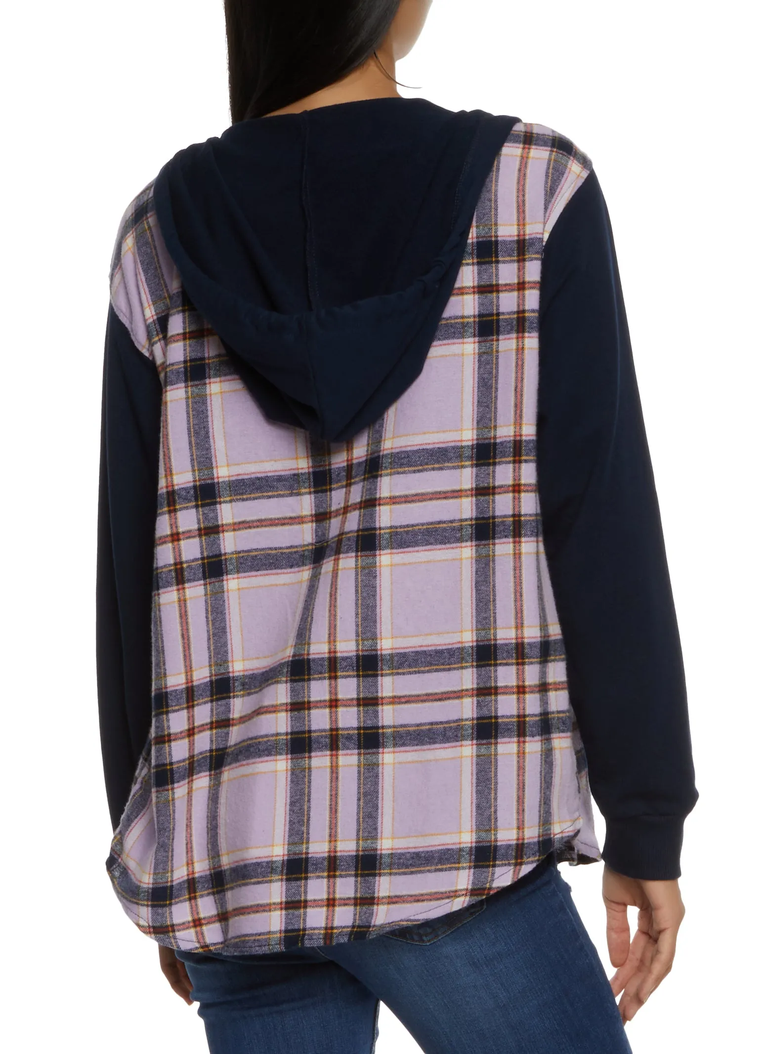 Plaid Button Front Hooded Flannel Shirt sold by Rainbow product image thumbnail 2