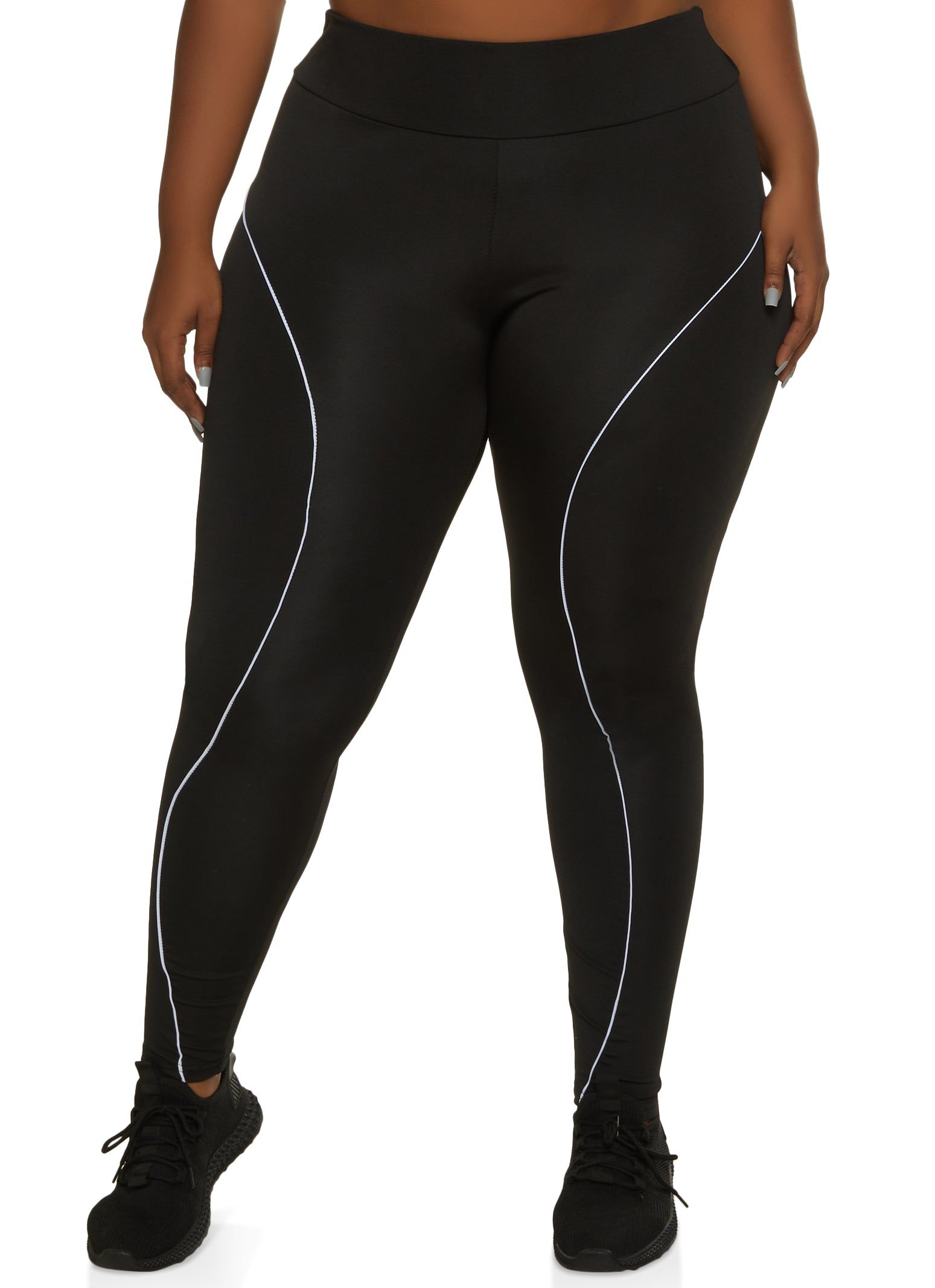 Plus Size Activewear Contrast Piping Leggings sold by Rainbow