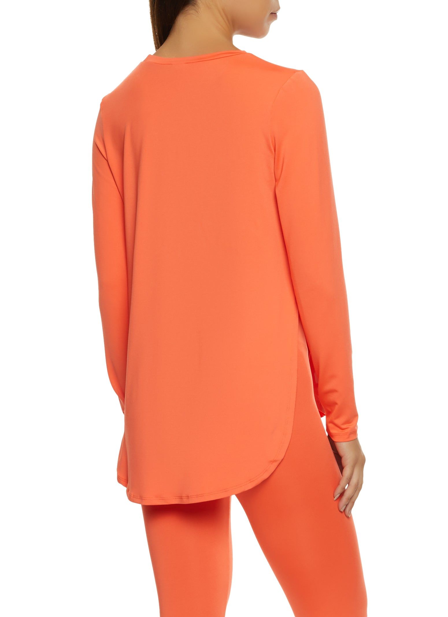 Side Slit Rounded Hem Long Sleeve Top sold by Rainbow product image thumbnail 3