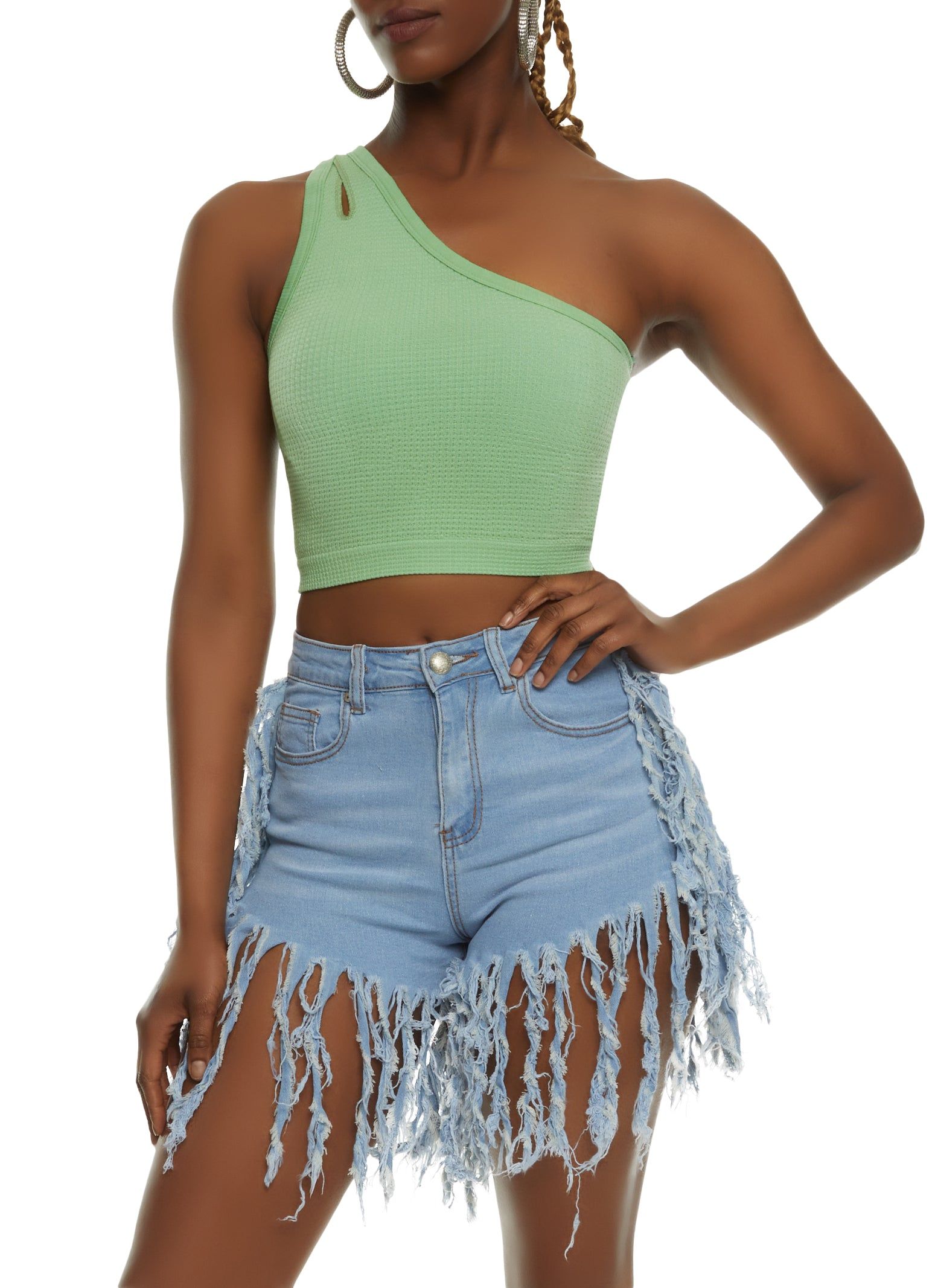 Seamless Keyhole One Shoulder Crop Top sold by Rainbow