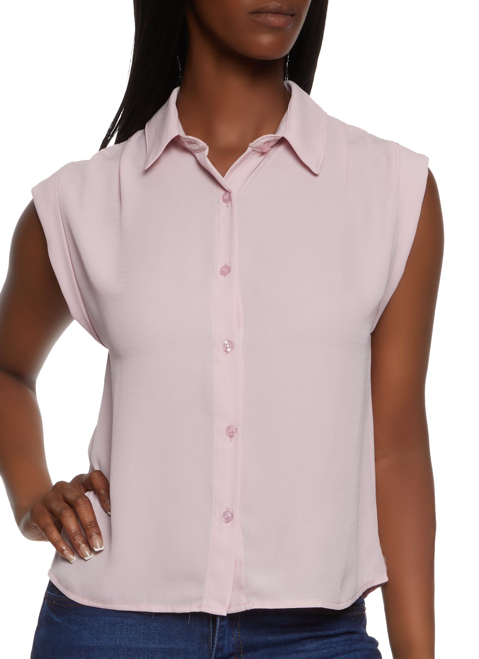 Sleeveless Button Front Shirt sold by Rainbow