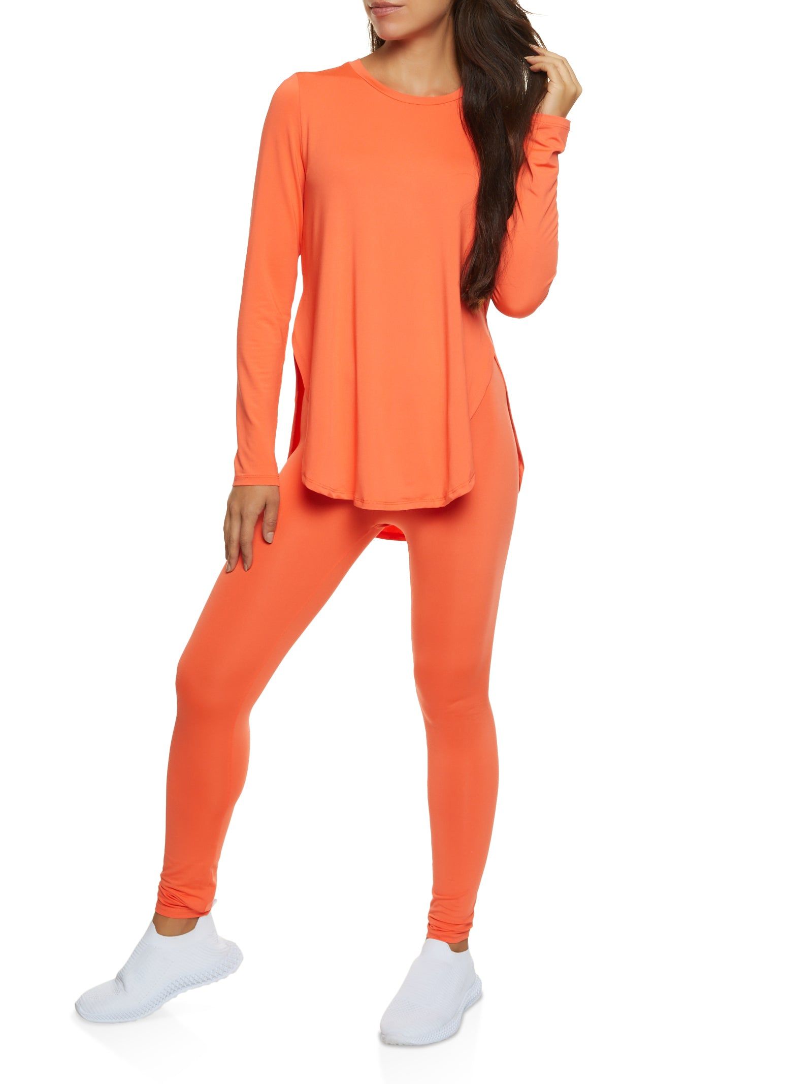 Side Slit Rounded Hem Long Sleeve Top sold by Rainbow product image thumbnail 2