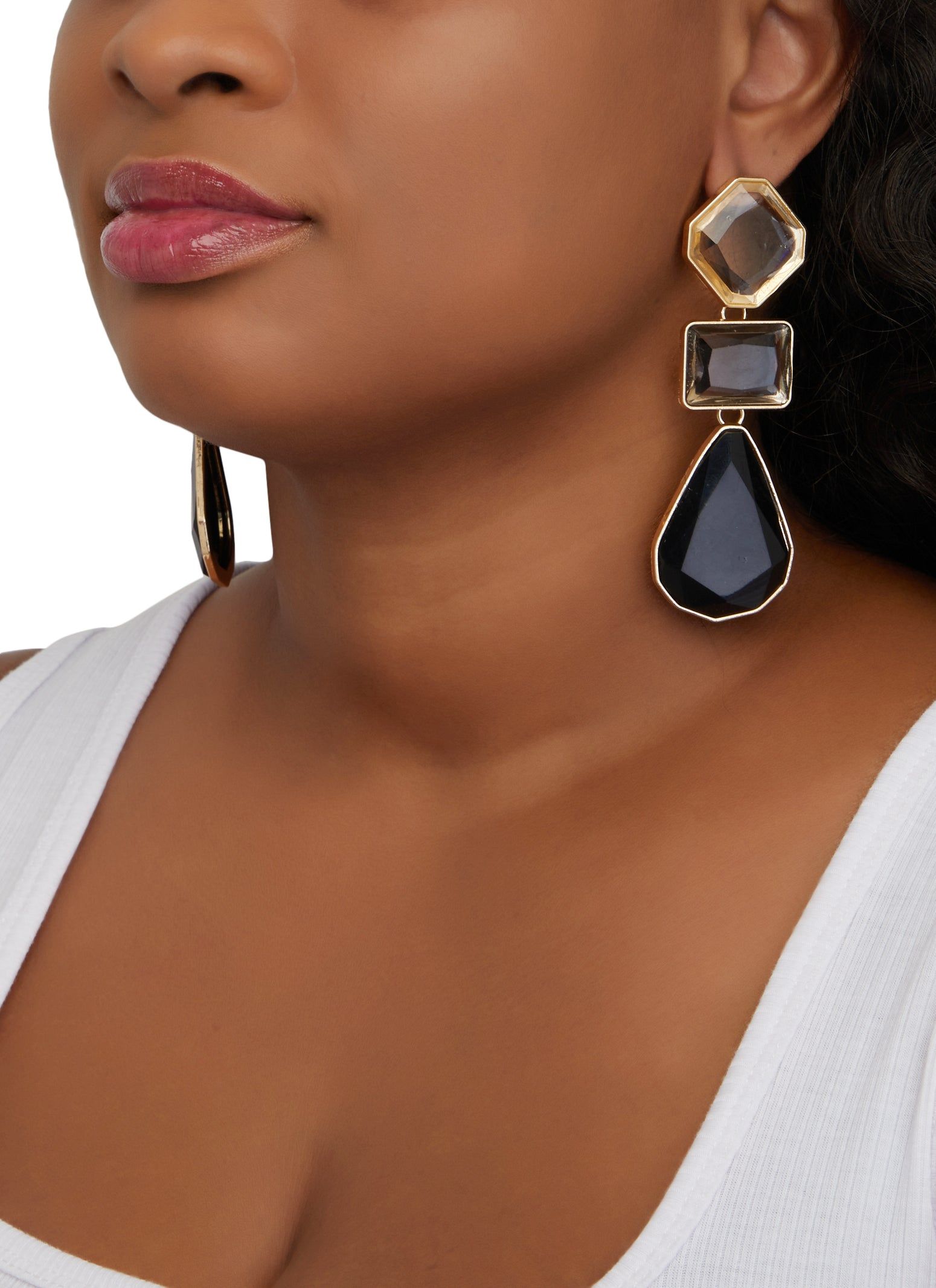 Geometric Crystal Drop Earrings sold by Rainbow