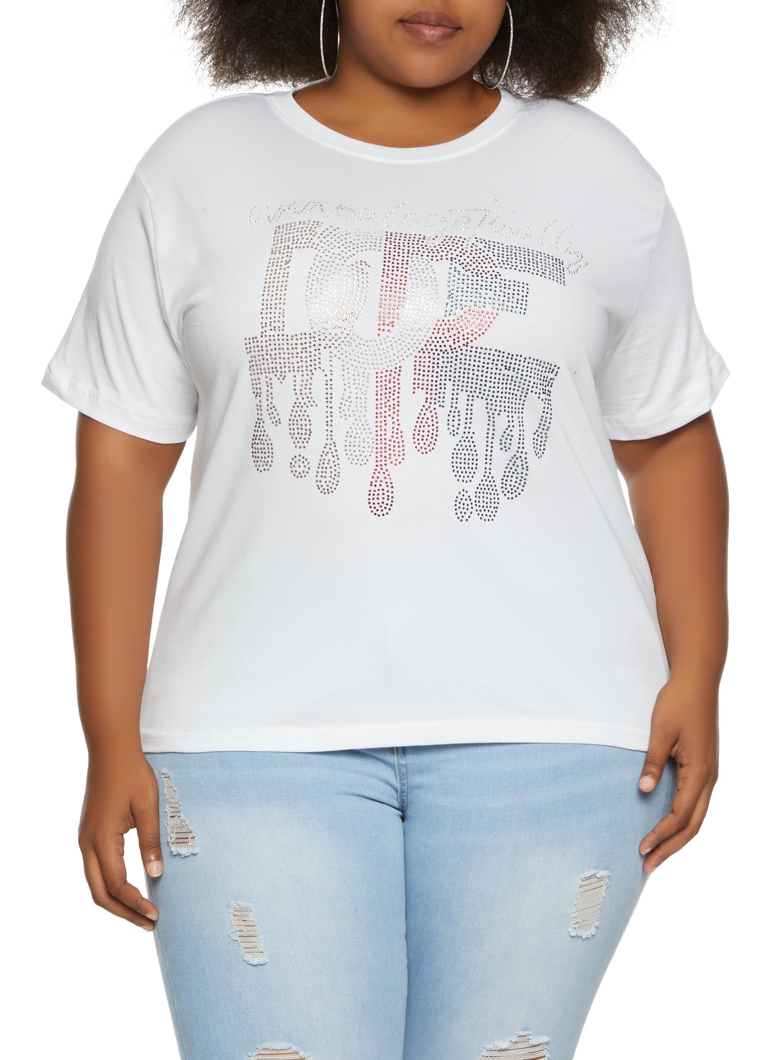 Plus Size Rhinestone Unapologetically Dope Graphic Tee sold by Rainbow