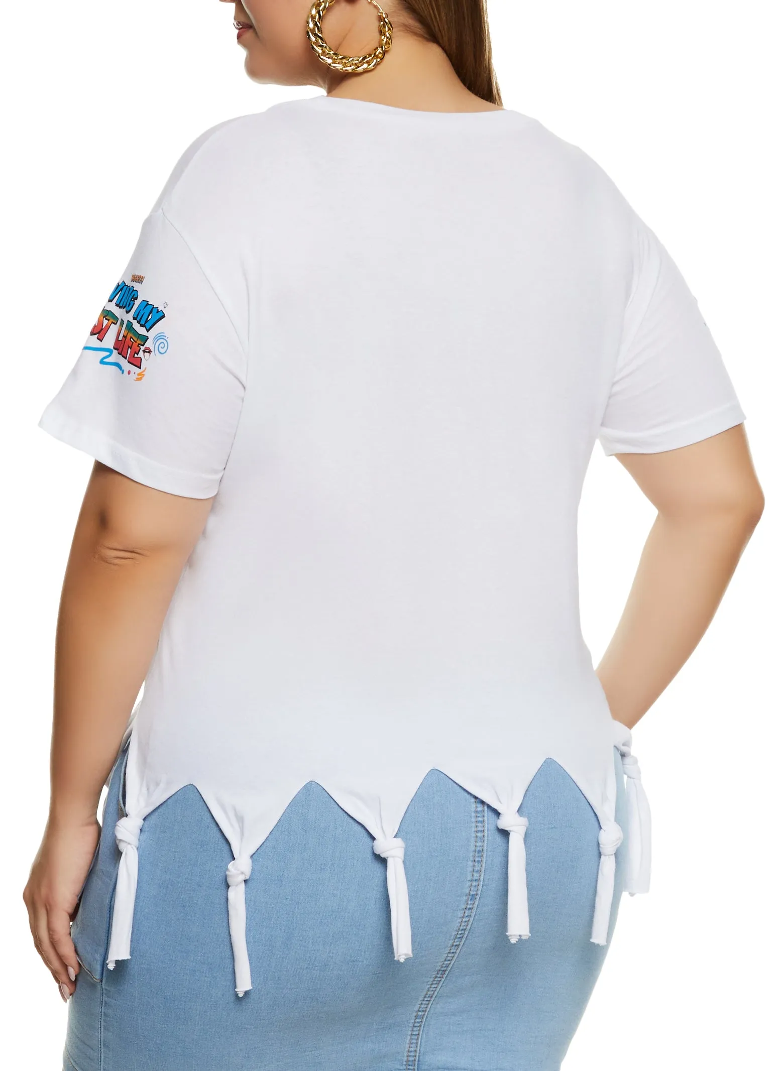 Plus Size Knotted Fringe Living My Best Life Graphic Tee sold by Rainbow product image thumbnail 3
