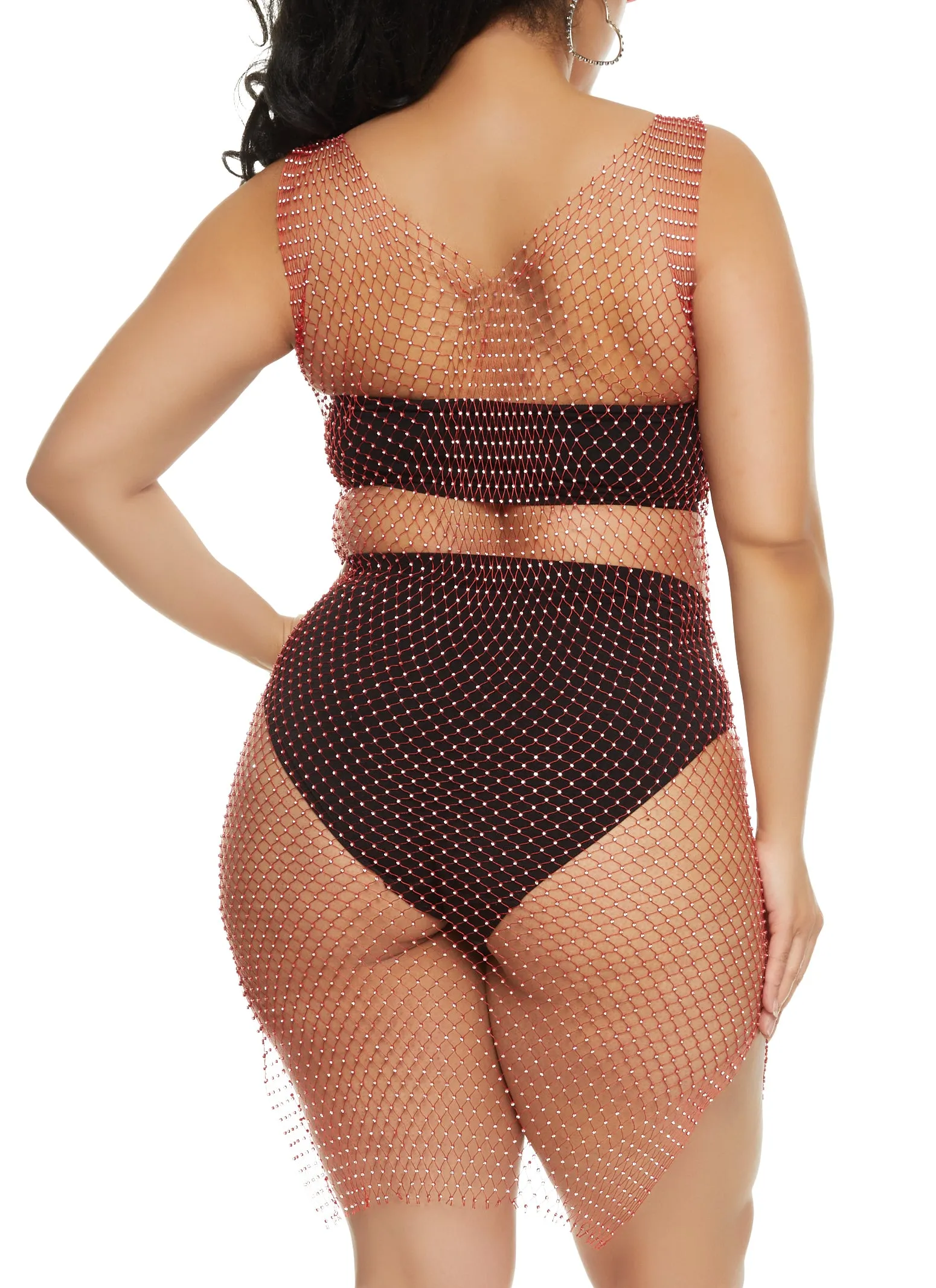 Plus Size Rhinestone Fishnet Cover Up Dress sold by Rainbow product image thumbnail 3