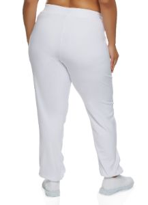Plus Size Fleece Contrast Piping Drawstring Joggers sold by Rainbow