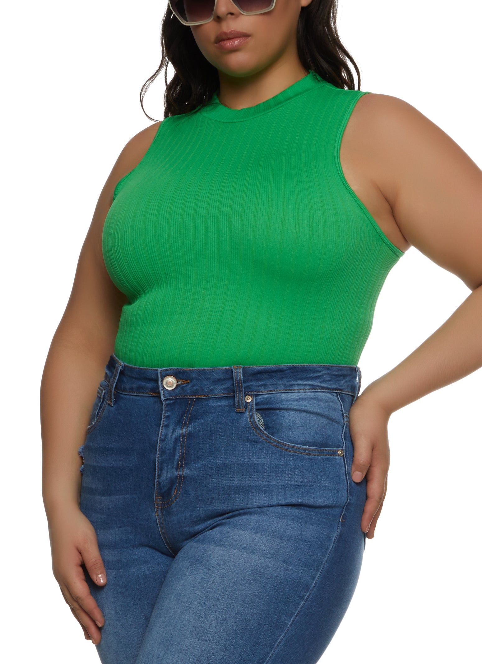 Plus Size Sleeveless High Neck Bodysuit sold by Rainbow product image thumbnail 2