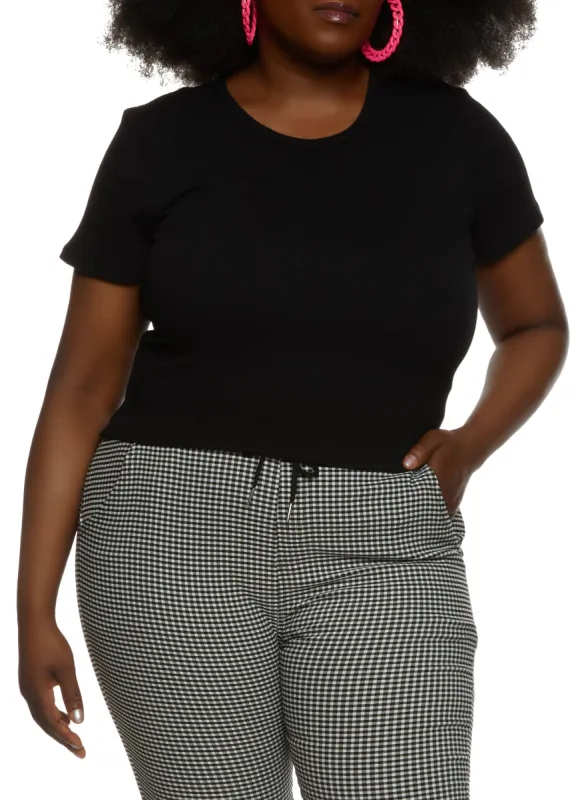 Plus Size Basic Ribbed Knit Short Sleeve Top sold by Rainbow