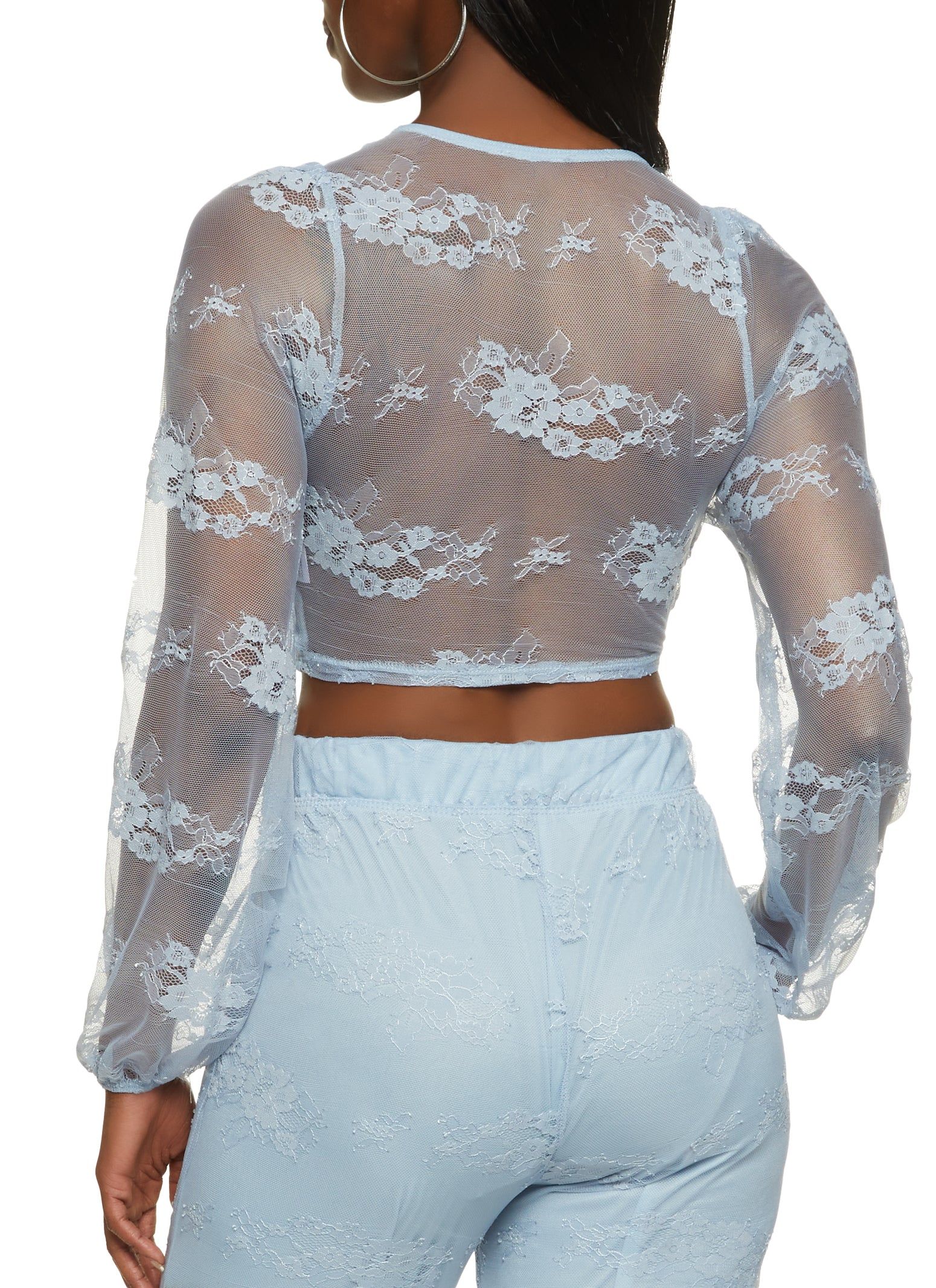 Floral Lace Tie Front Crop Top sold by Rainbow product image thumbnail 3