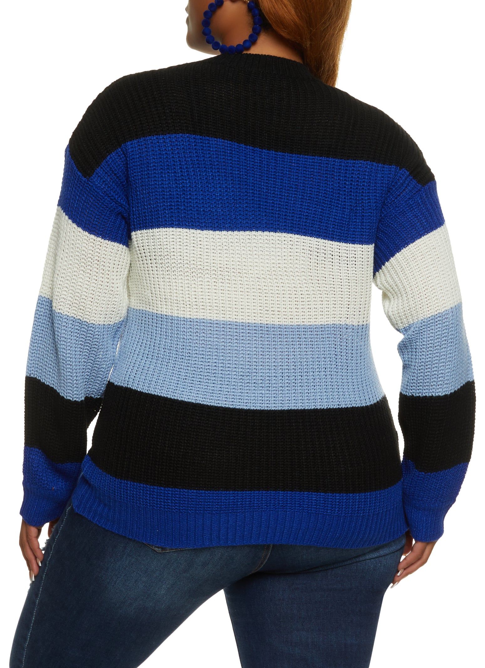 Plus Size Color Blocked Striped Pullover Sweater sold by Rainbow product image thumbnail 2