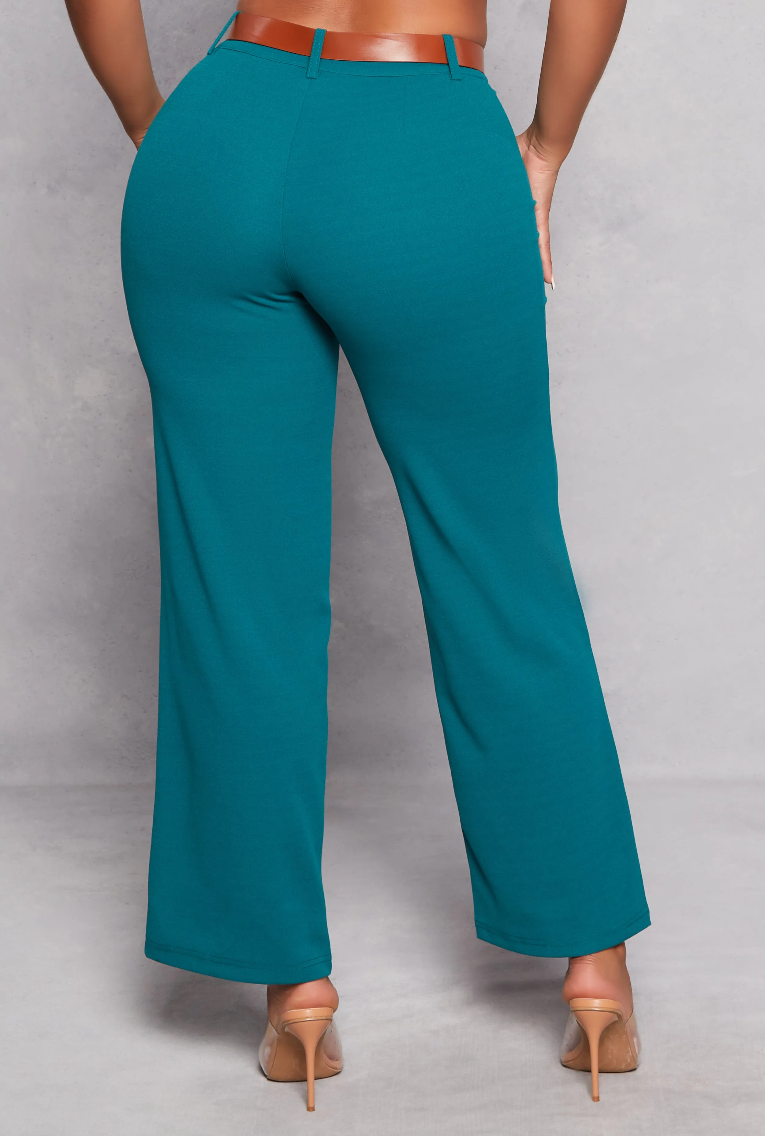 Belted Crepe Knit Wide Leg Dress Pants sold by Rainbow product image thumbnail 3