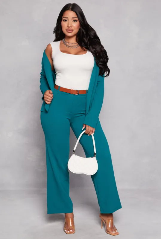 Belted Crepe Knit Wide Leg Dress Pants sold by Rainbow