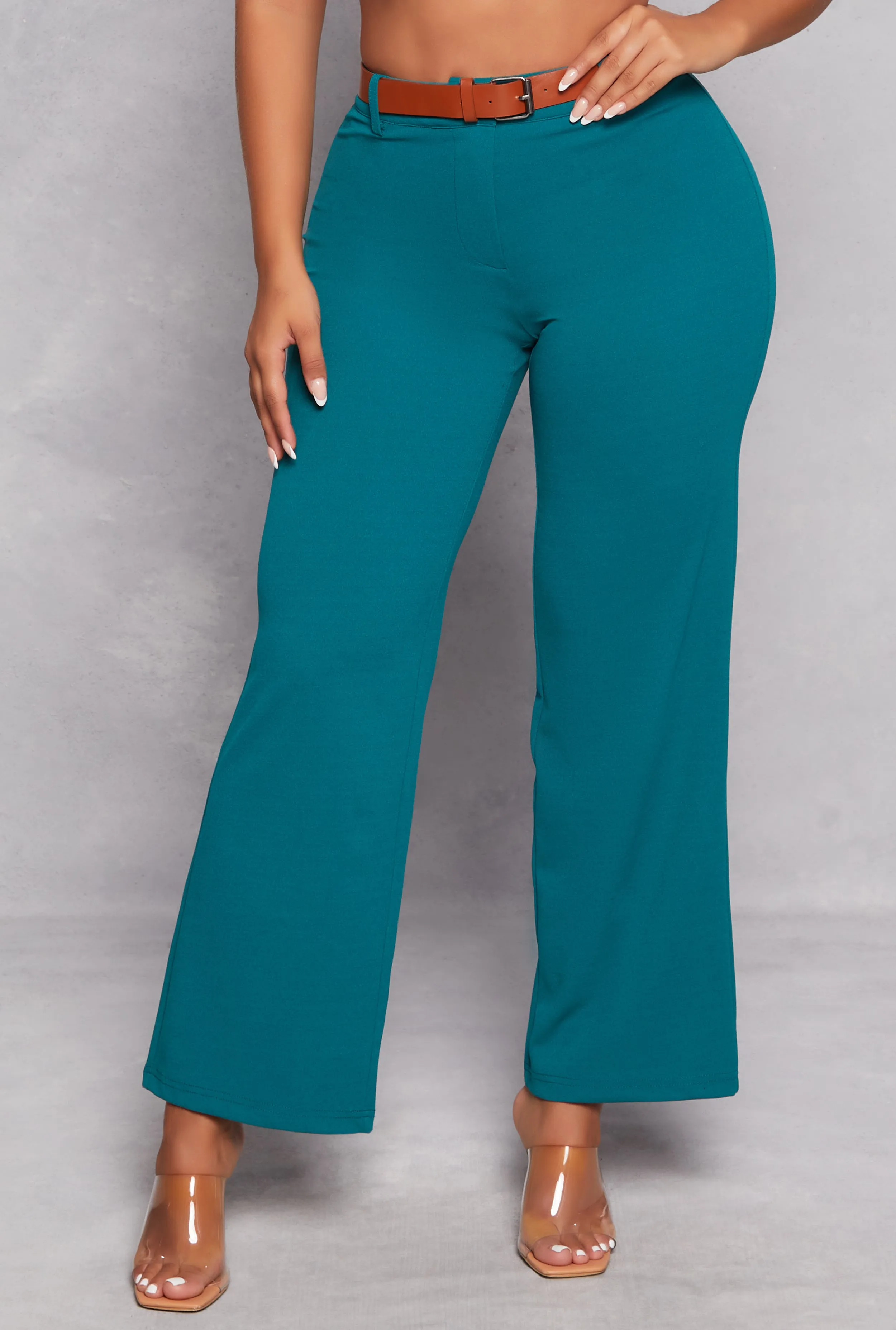 Belted Crepe Knit Wide Leg Dress Pants sold by Rainbow product image thumbnail 2