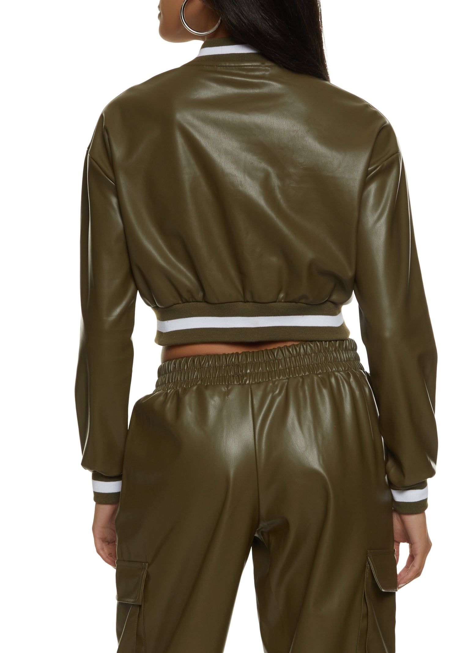 Faux Leather Pocket Detail Bomber Jacket sold by Rainbow product image thumbnail 3