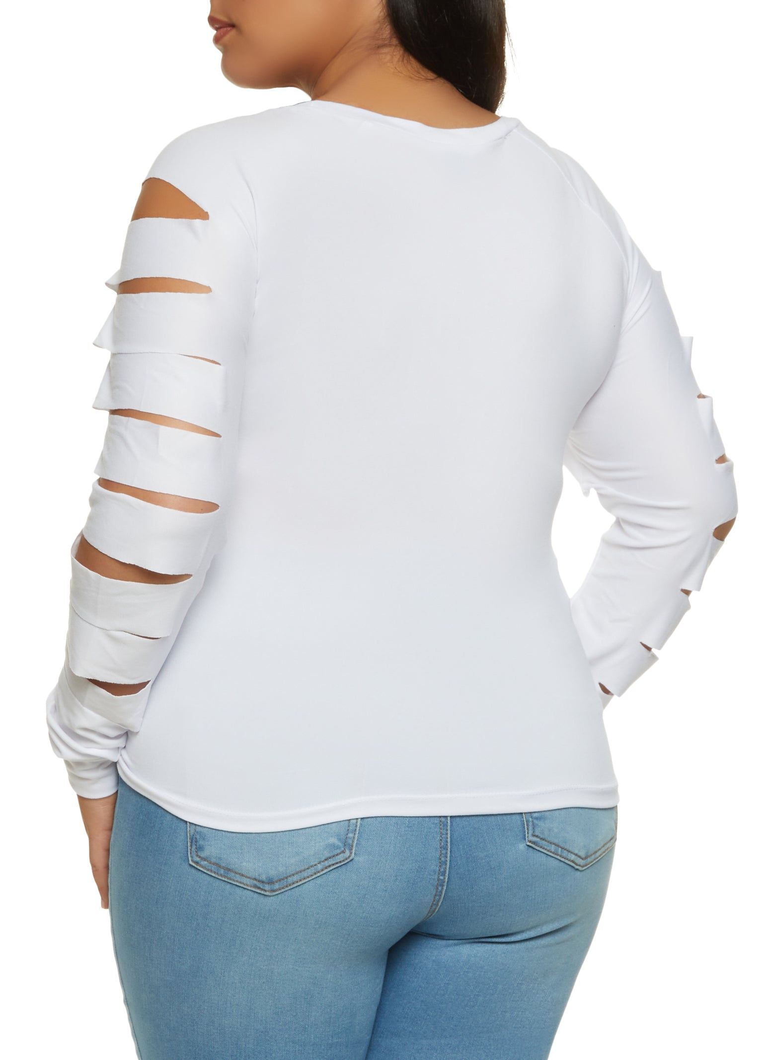 Plus Size Laser Cut Sleeve Ruched Top sold by Rainbow product image thumbnail 2