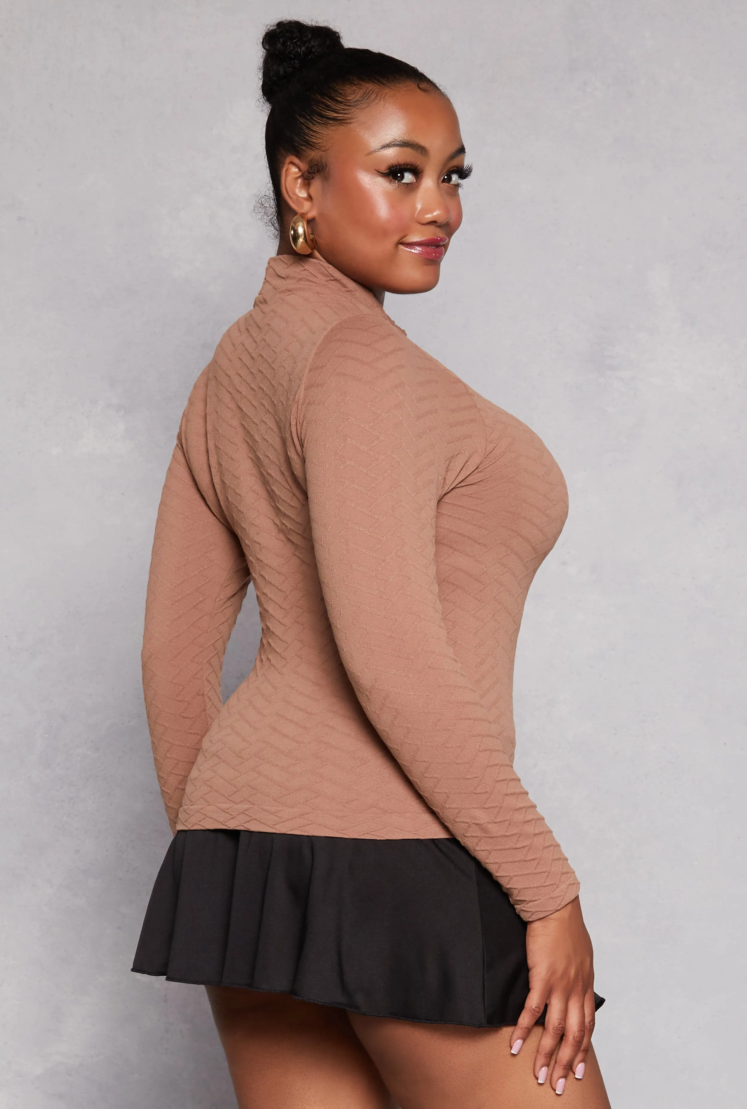 Plus Size Seamless Textured Knit Mock Neck Top sold by Rainbow product image thumbnail 3