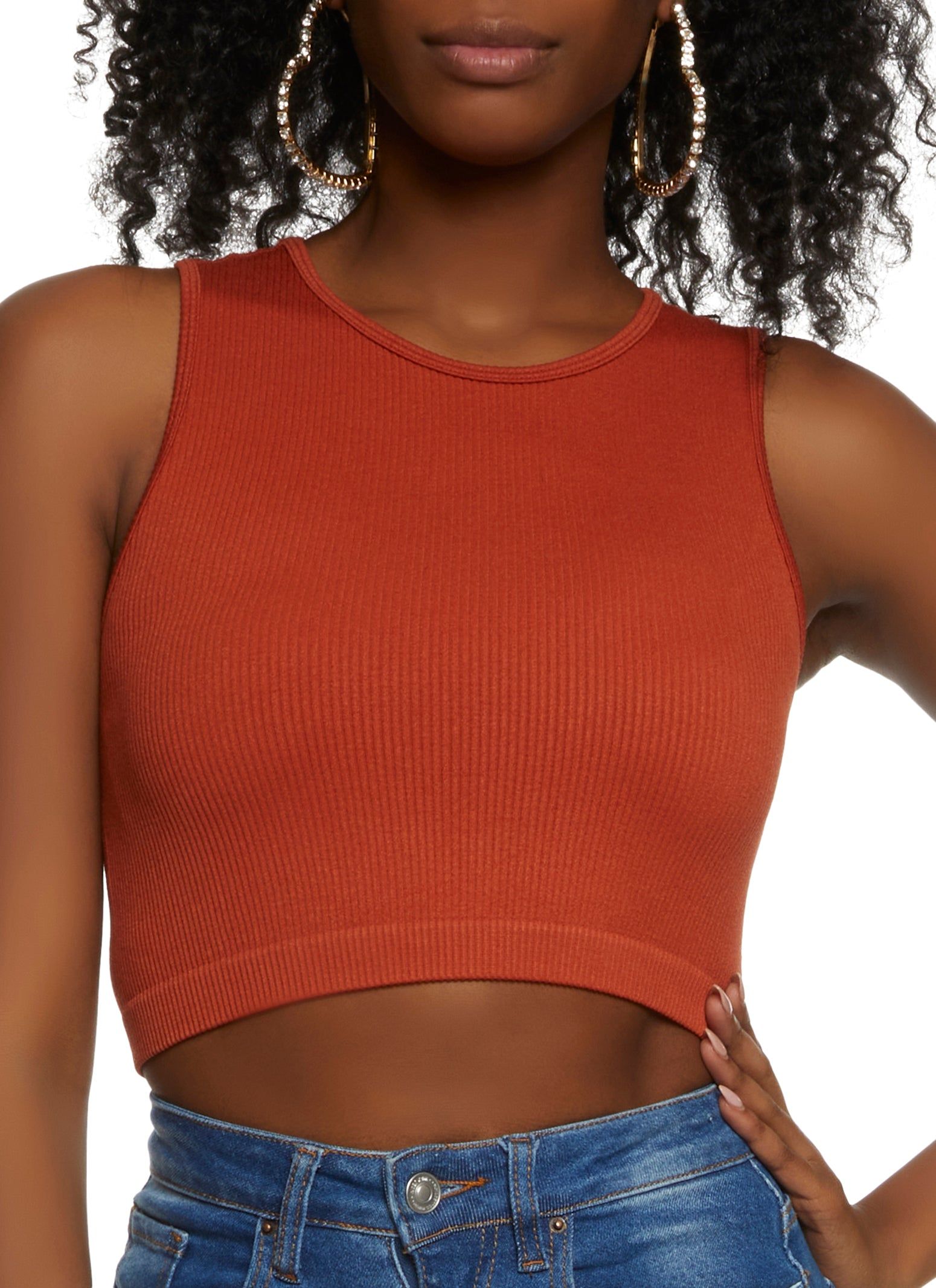 Seamless Ribbed Knit Cropped Tank Top sold by Rainbow