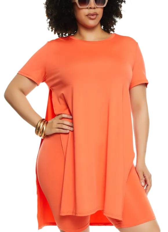 Plus Size Daisy High Slit Tunic Tee sold by Rainbow