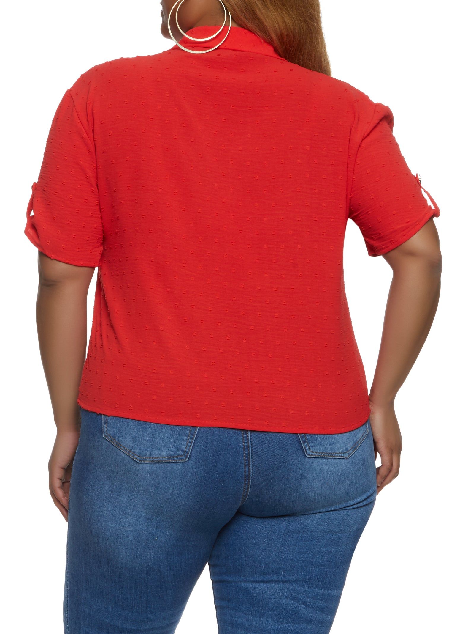 Plus Size One Button Lapel Collar Blouse sold by Rainbow product image thumbnail 2