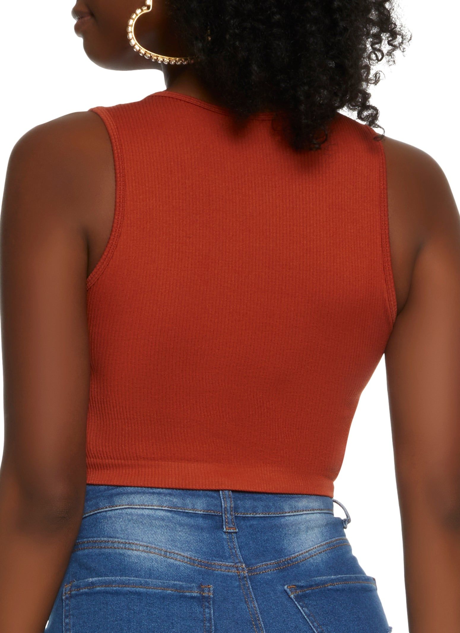 Seamless Ribbed Knit Cropped Tank Top sold by Rainbow product image thumbnail 2